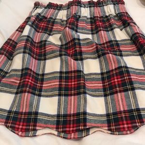 Plaid Cotton Skirt-with Pockets - S